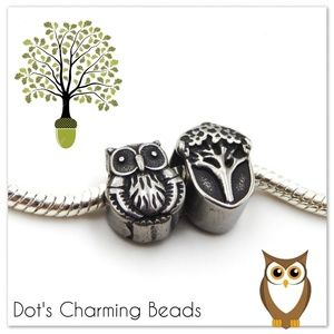 Stainless Steel Owl Acorn Forest Charms